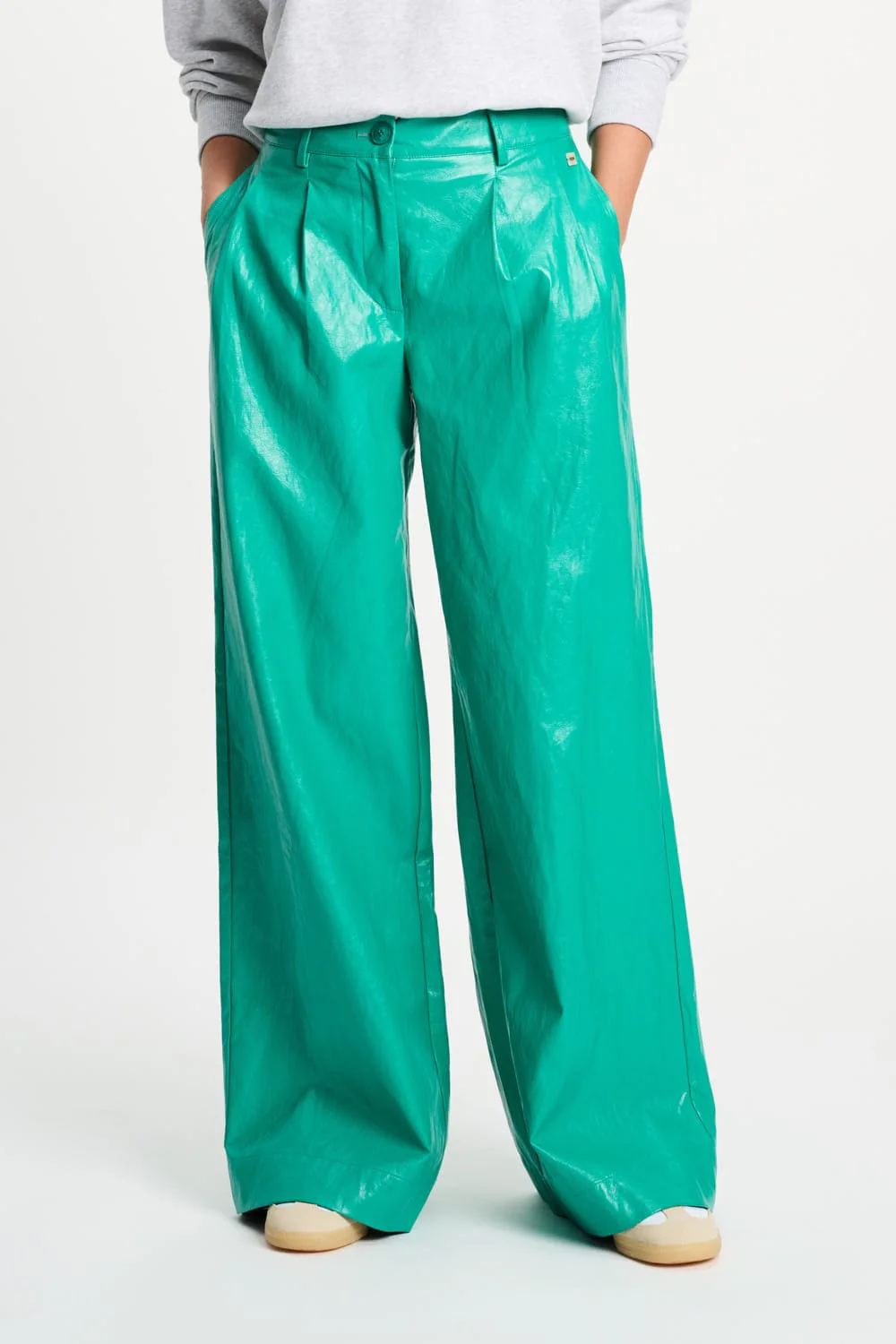 BROEK - Faux Leather Wander Green