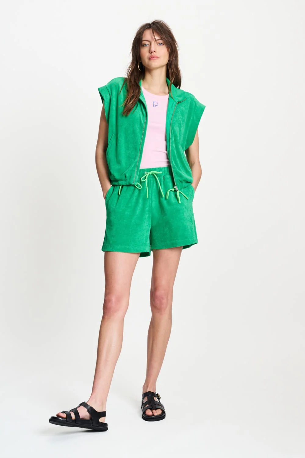 SHORT - Terry Palm Green