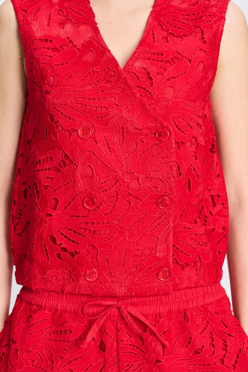 TOP - Lace Bloom Red