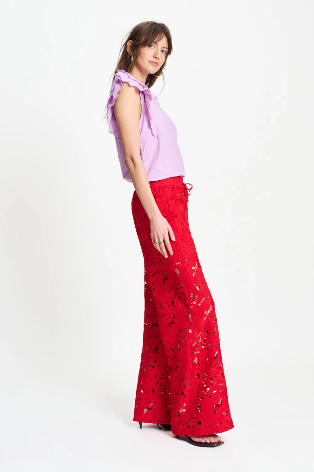 BROEK - Lace Bloom Red