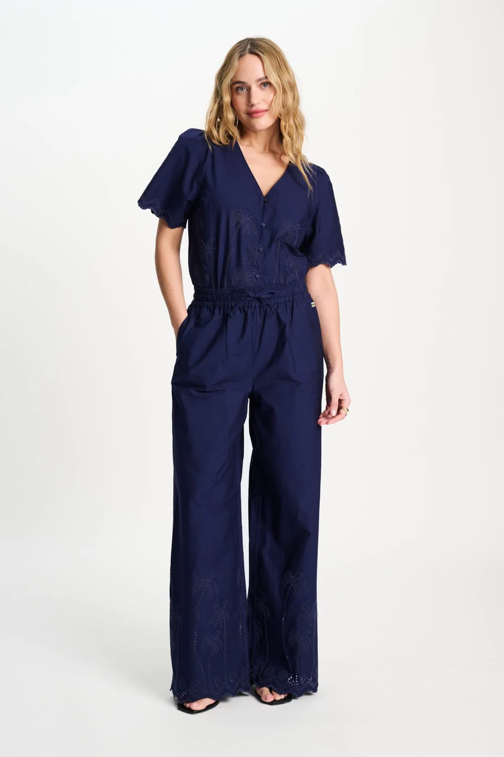BROEK - Broderie Anglaise Night Blue