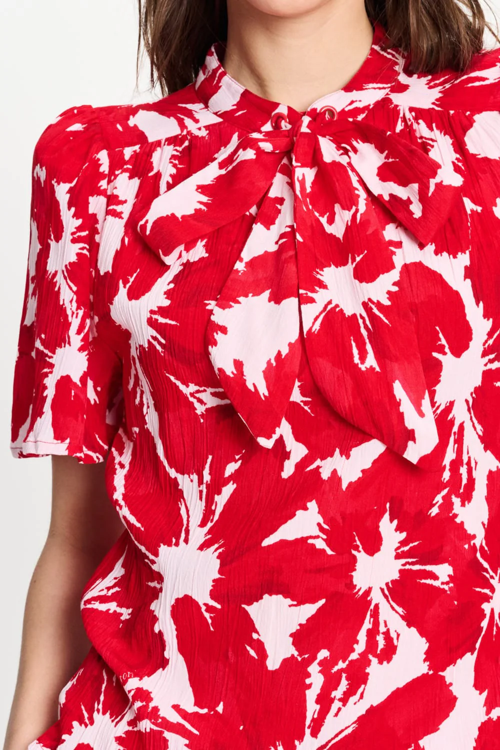 TOP - Crinkle Bubble Bloom Red