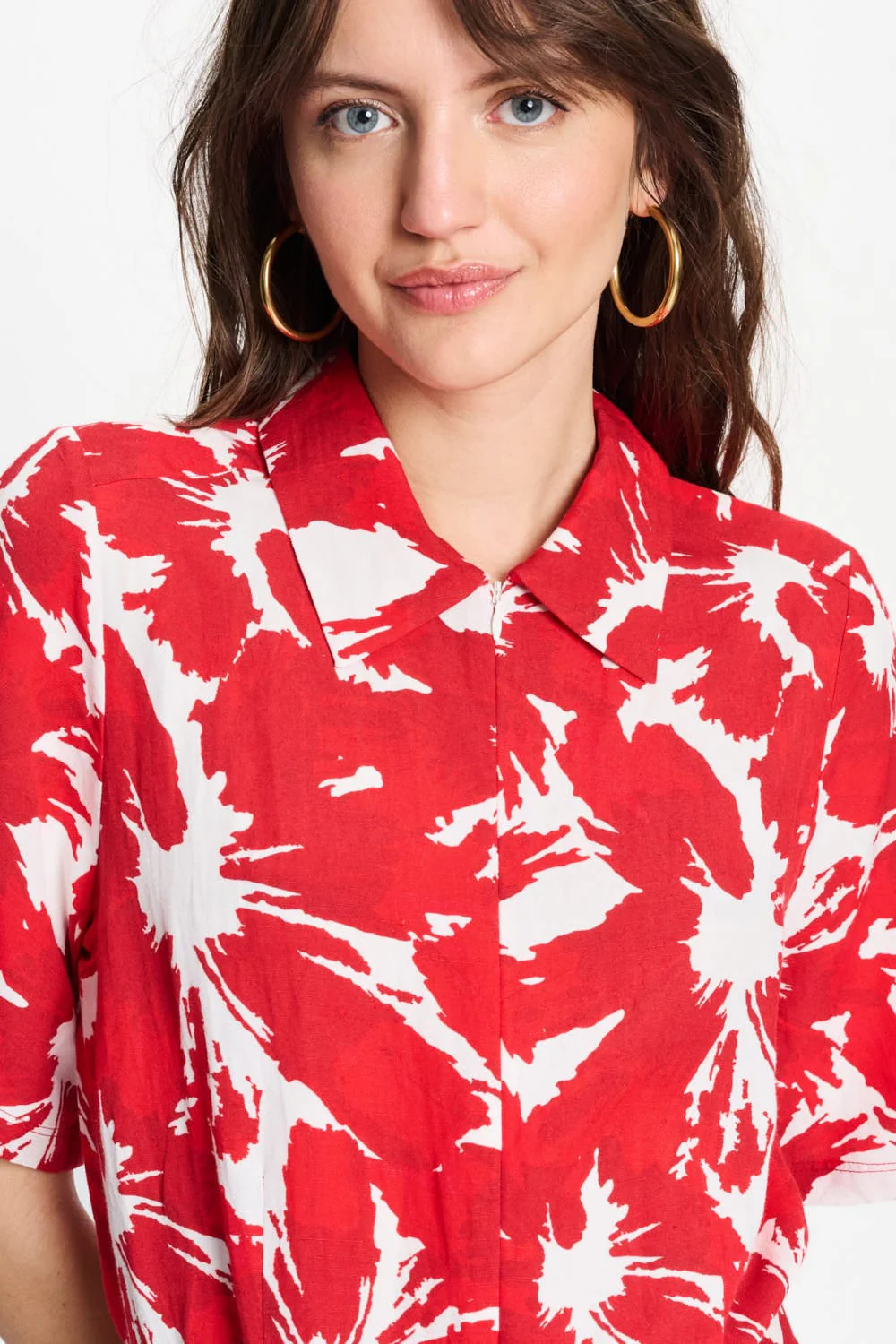 JUMPSUIT - Bubble Bloom Red Linen