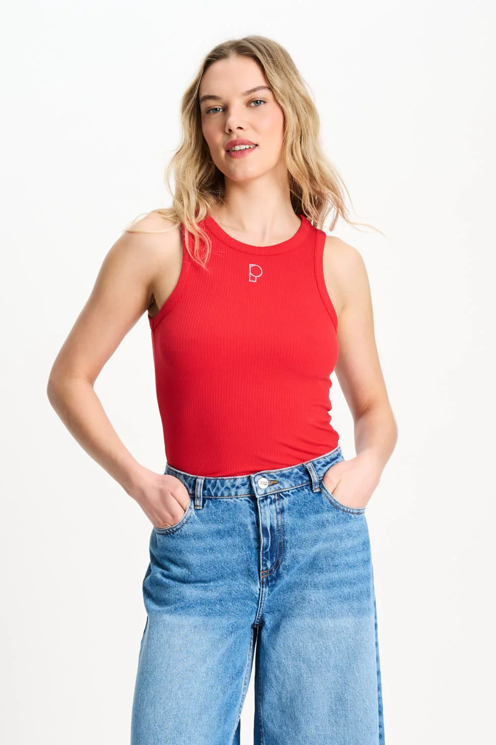 TANKTOP - Rib Bloom Red