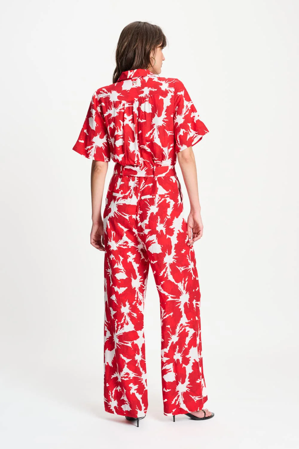 JUMPSUIT - Bubble Bloom Red Linen
