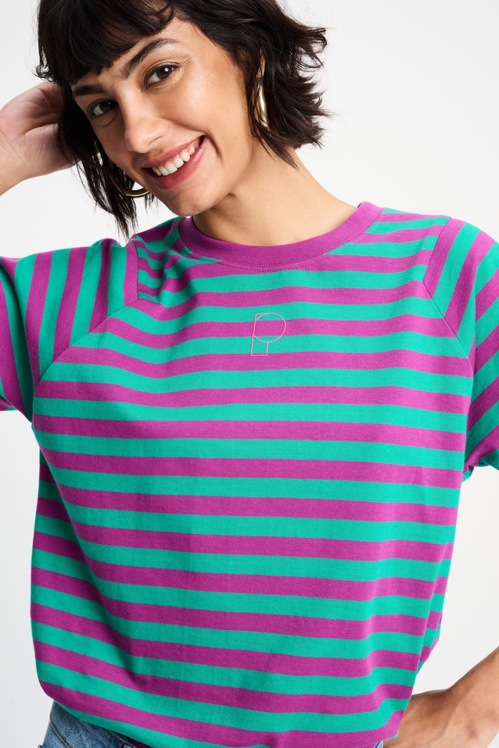 TOP - Striped Purple Green