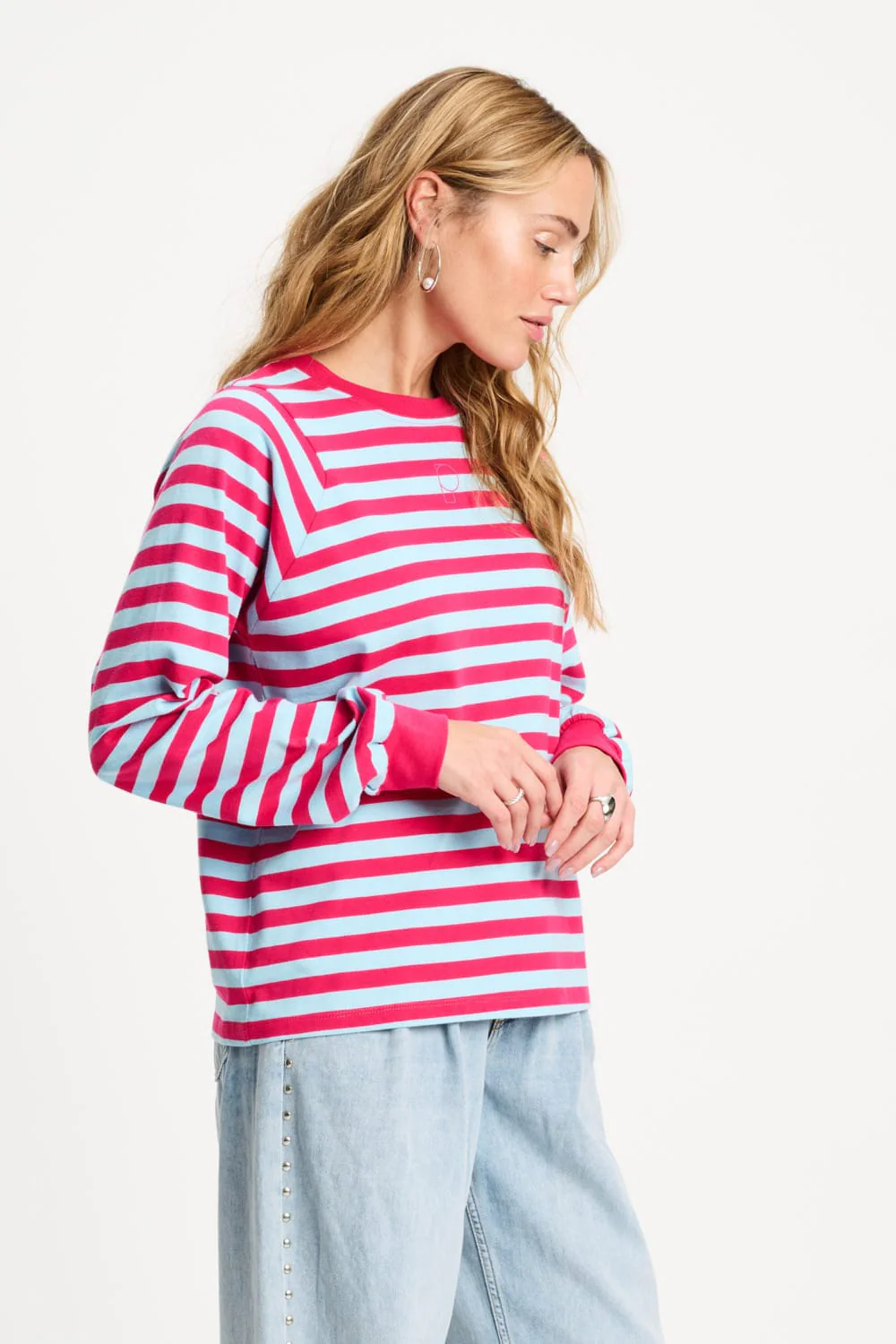 TOP - Striped Bright Rose Blue