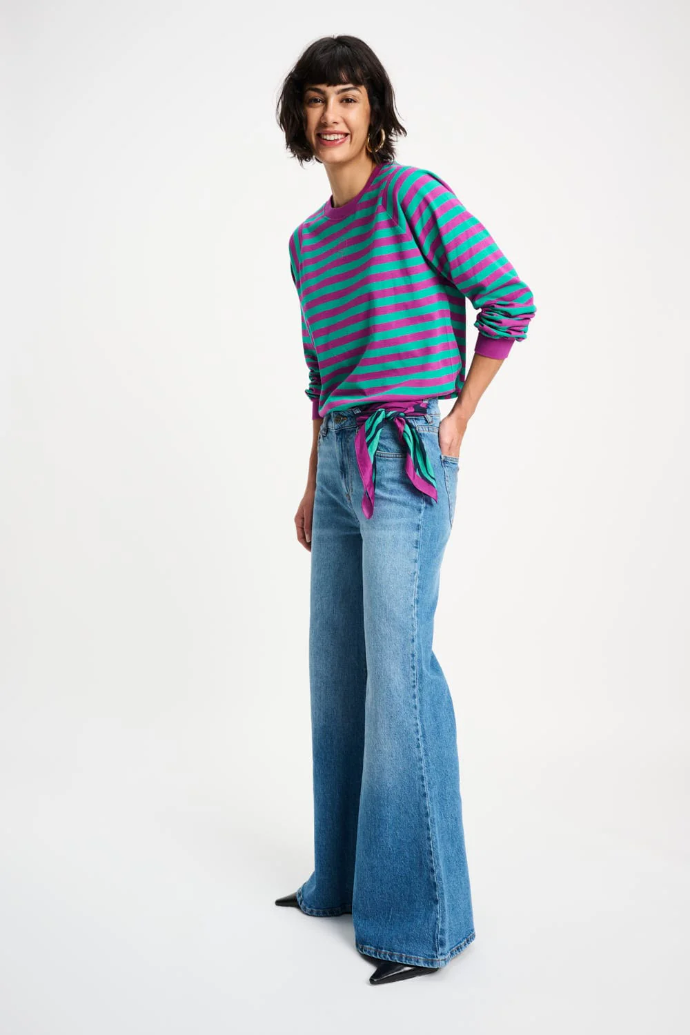 TOP - Striped Purple Green