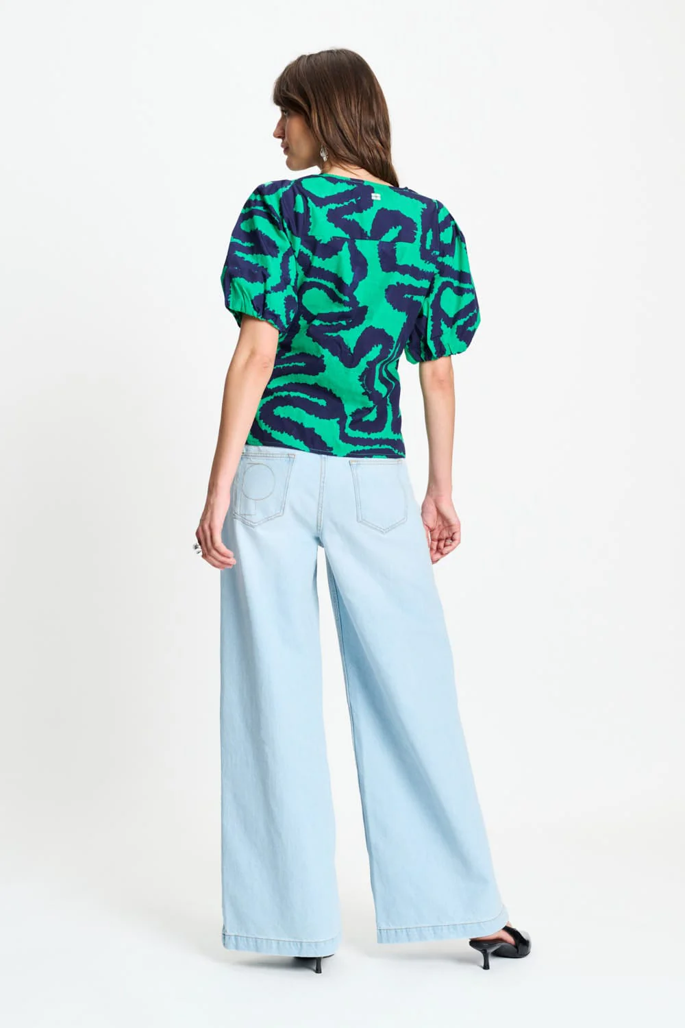 TOP - Poplin Waves Green