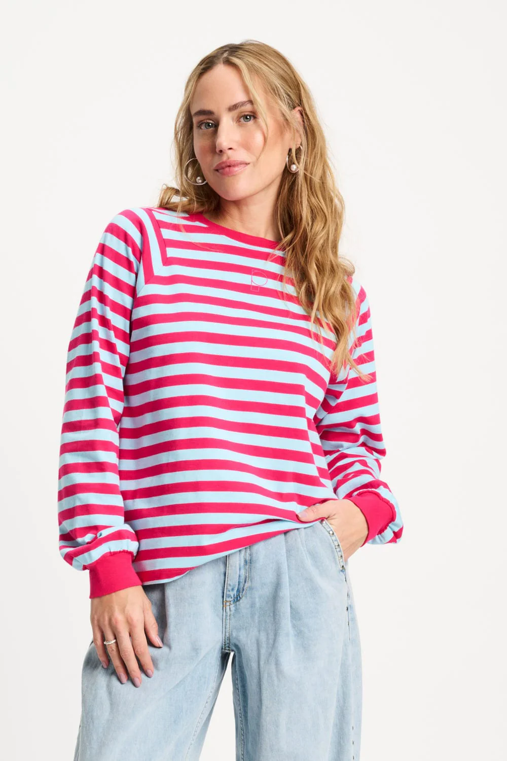 TOP - Striped Bright Rose Blue