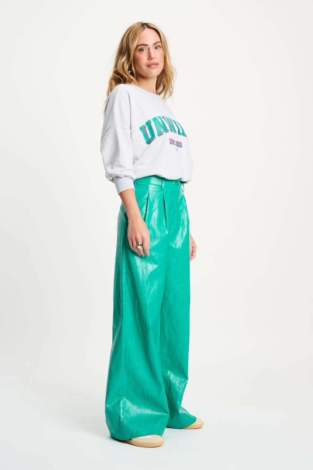 BROEK - Faux Leather Wander Green