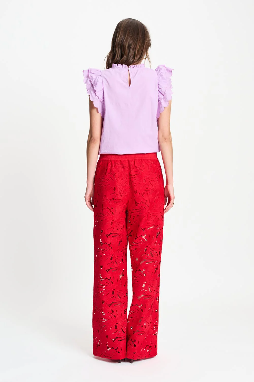 BROEK - Lace Bloom Red