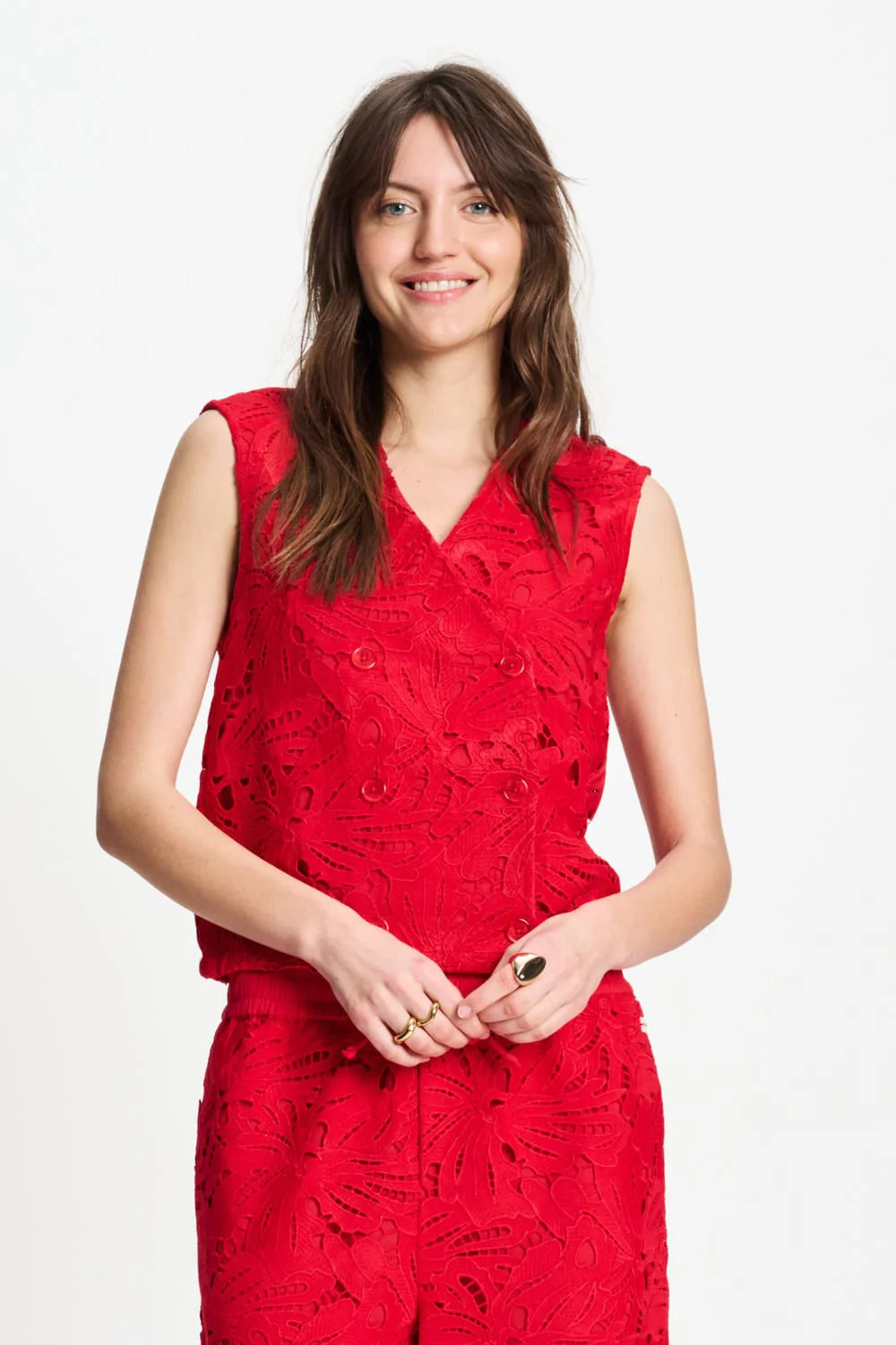 TOP - Lace Bloom Red