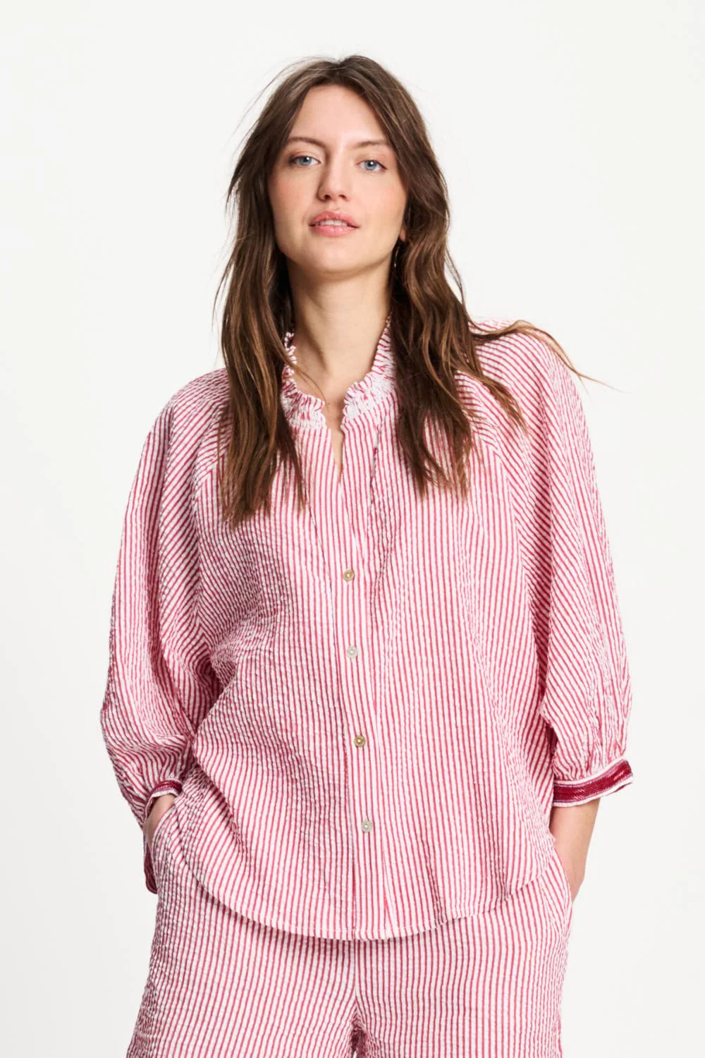 BLOUSE - Seersucker Red White