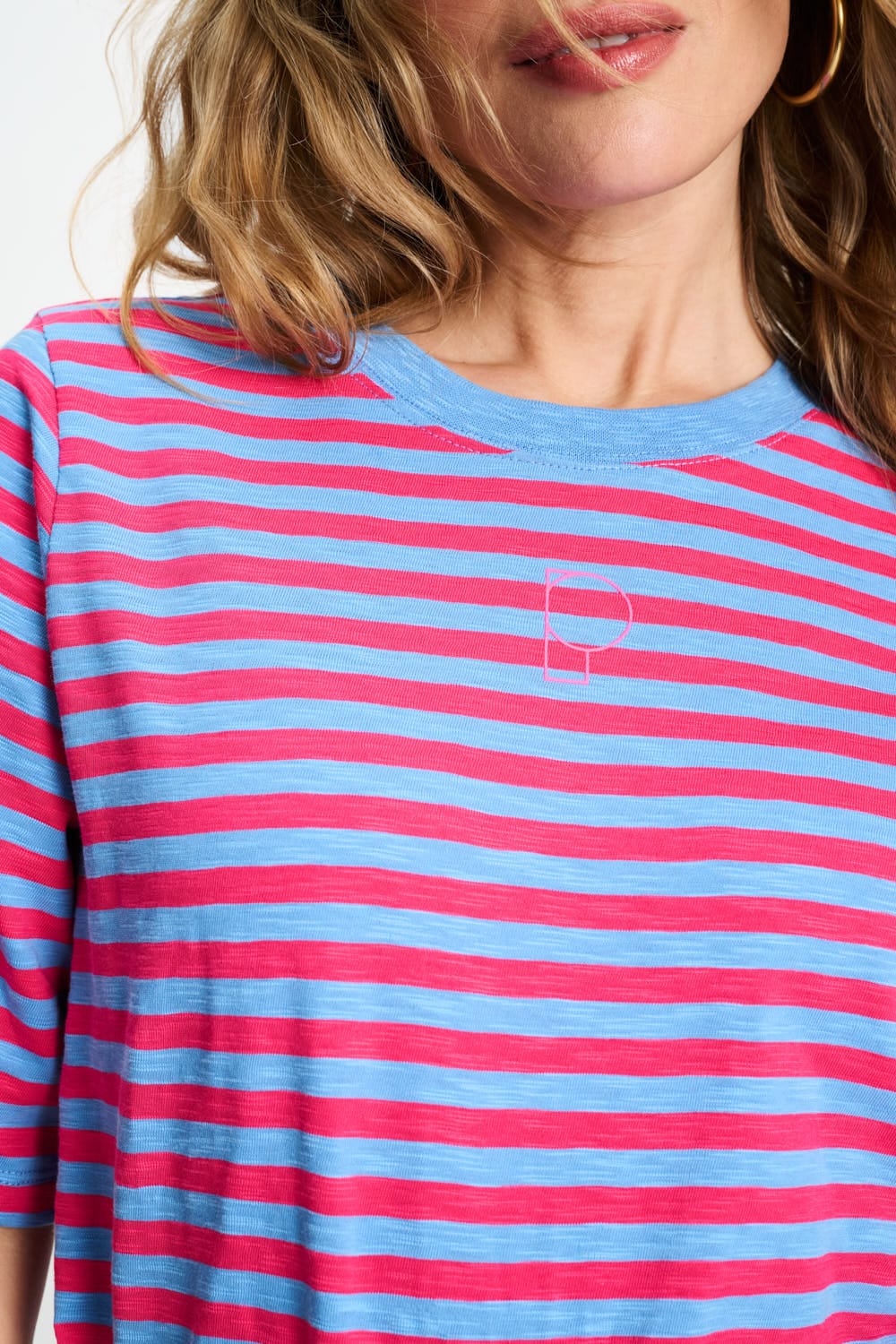 TSHIRT - Striped Smashing Blue Bright Rose