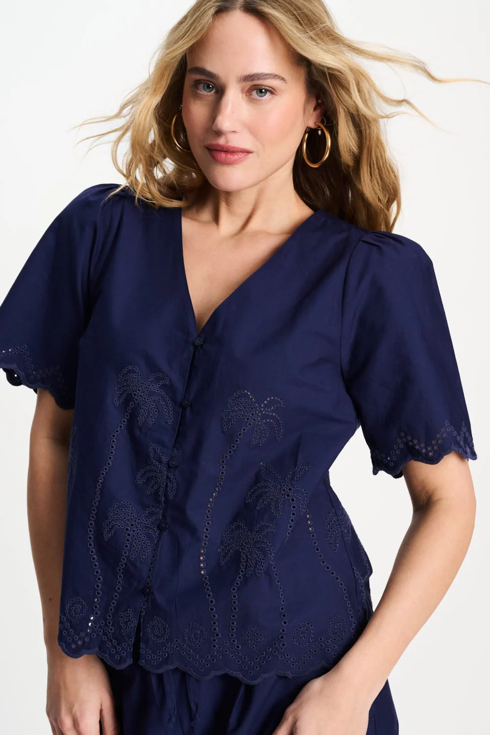 BLOUSE - Broderie Anglaise Night Blue