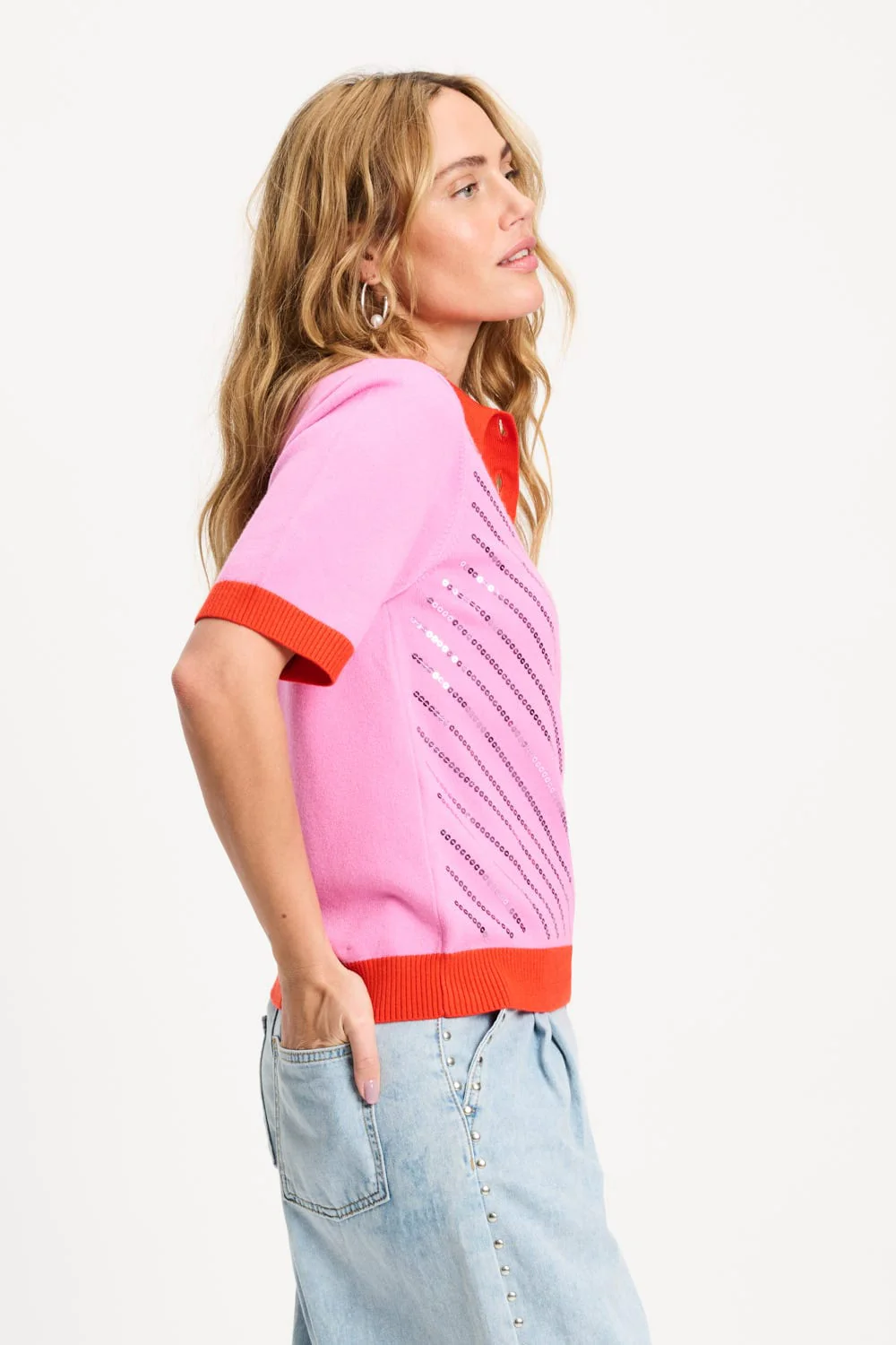 TOP - Polo Sequins Cheering Pink