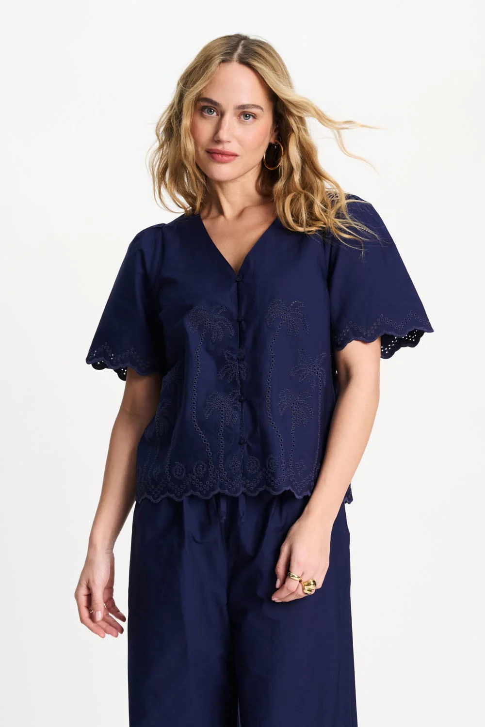 BLOUSE - Broderie Anglaise Night Blue