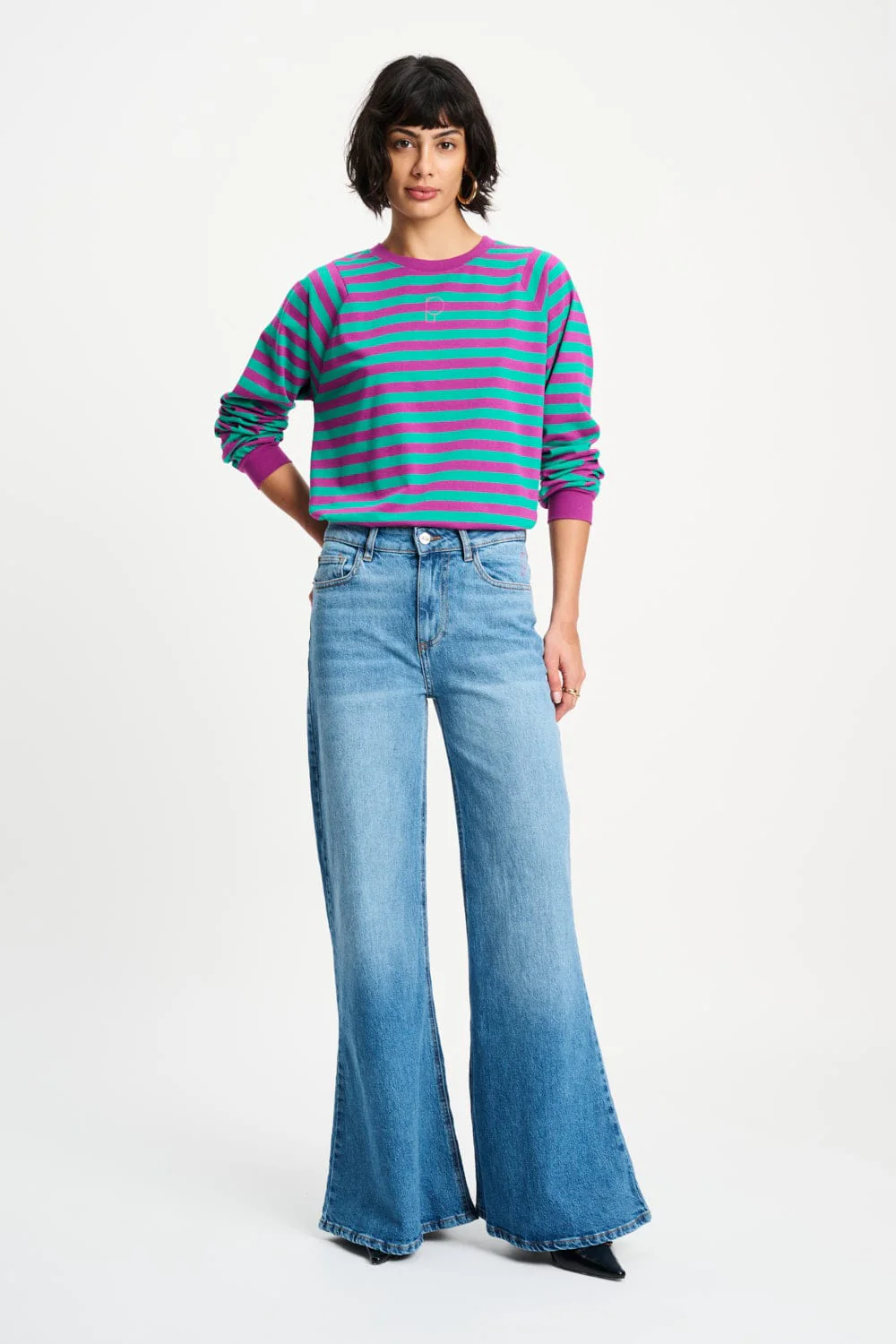 TOP - Striped Purple Green