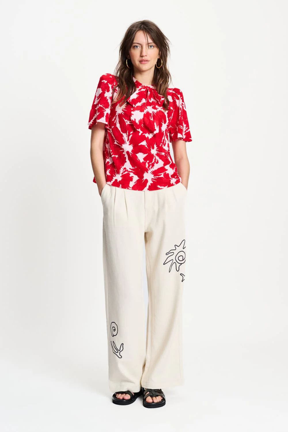 TOP - Crinkle Bubble Bloom Red