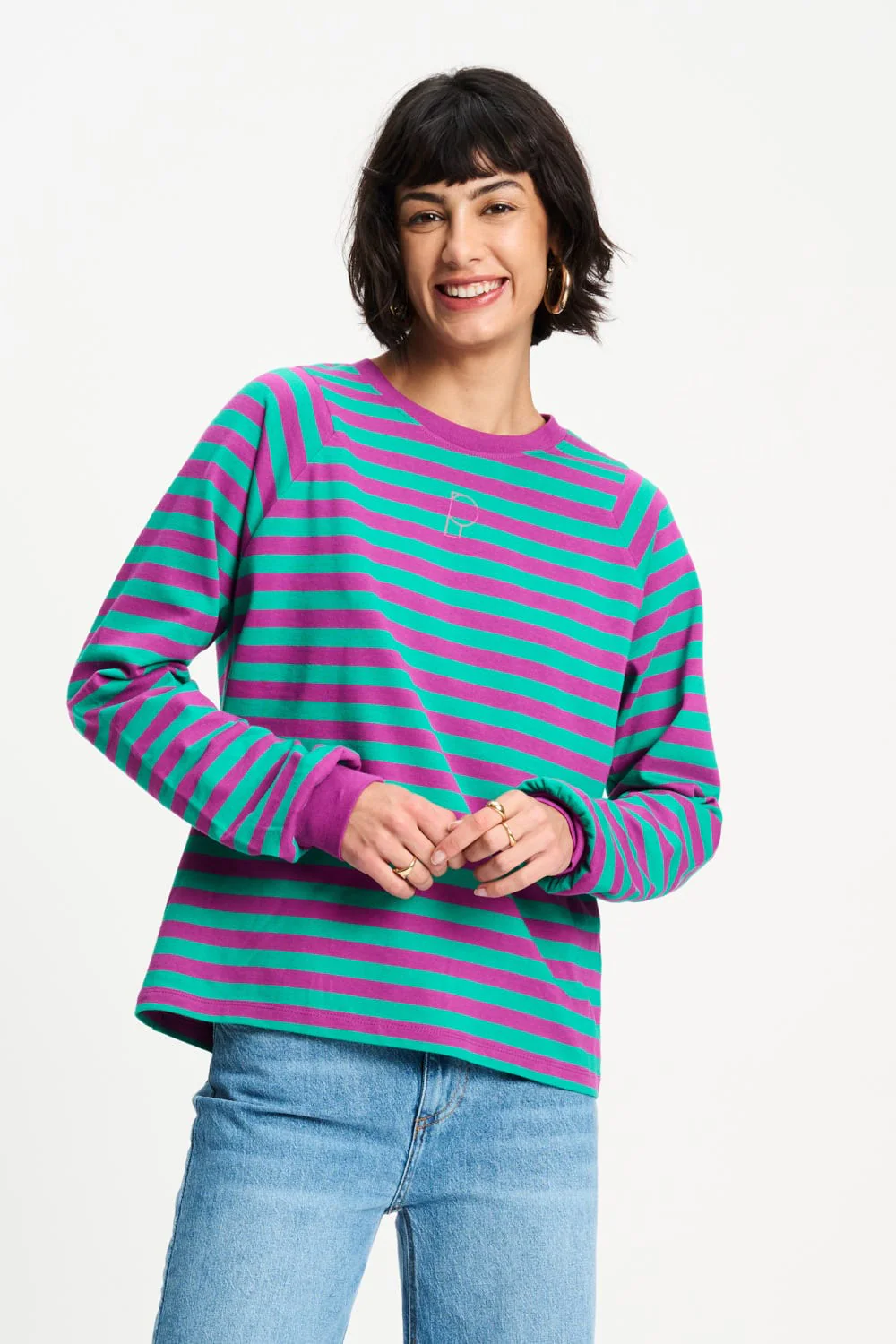 TOP - Striped Purple Green