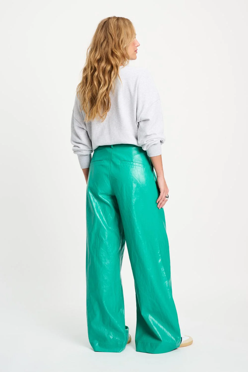 BROEK - Faux Leather Wander Green