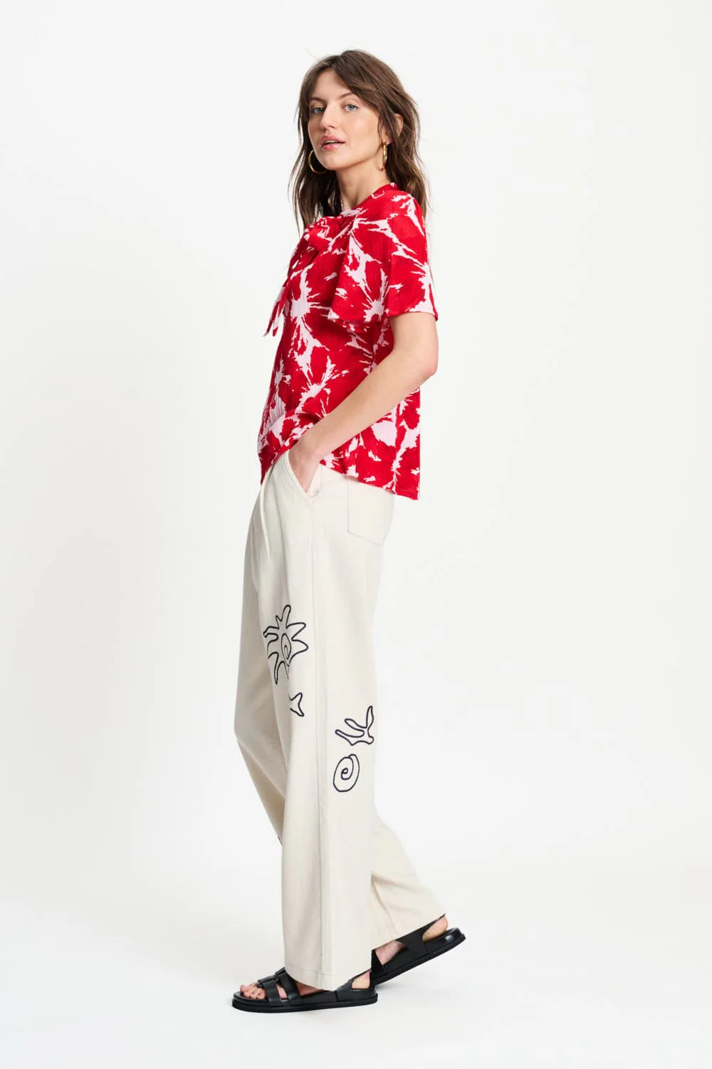 TOP - Crinkle Bubble Bloom Red