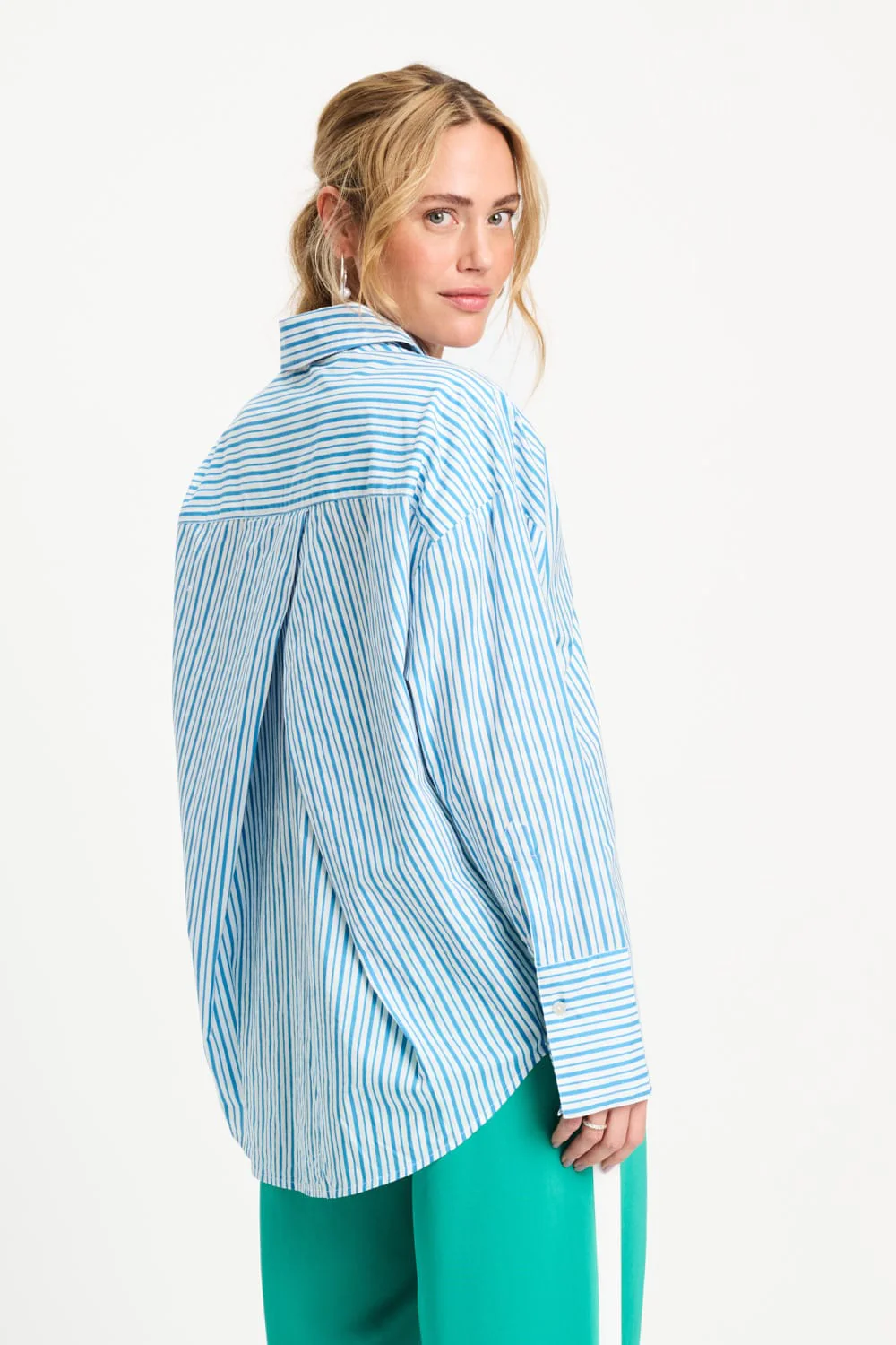 BLOUSE - Poplin Striped Smashing Blue