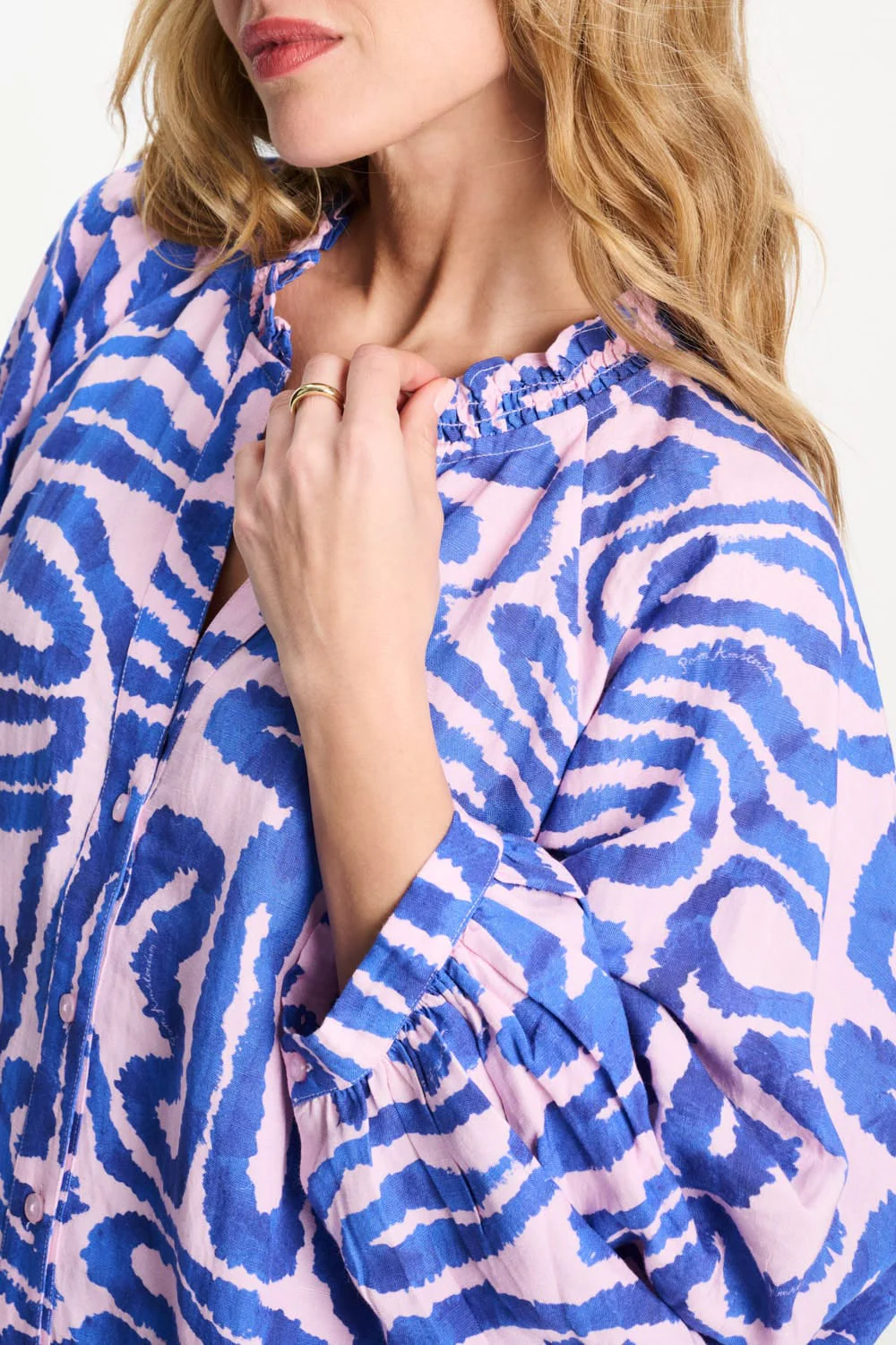 BLOUSE - Waves Pink Linen