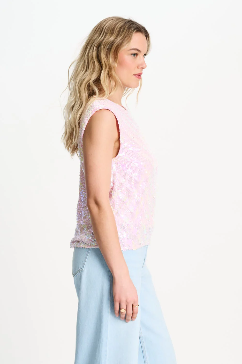 TOP - Sequins Shell Pink