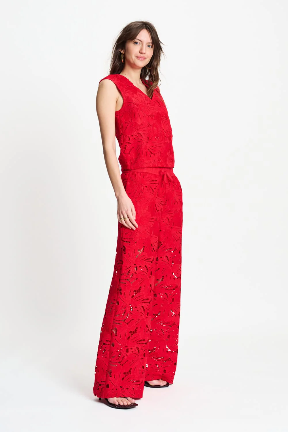 TOP - Lace Bloom Red