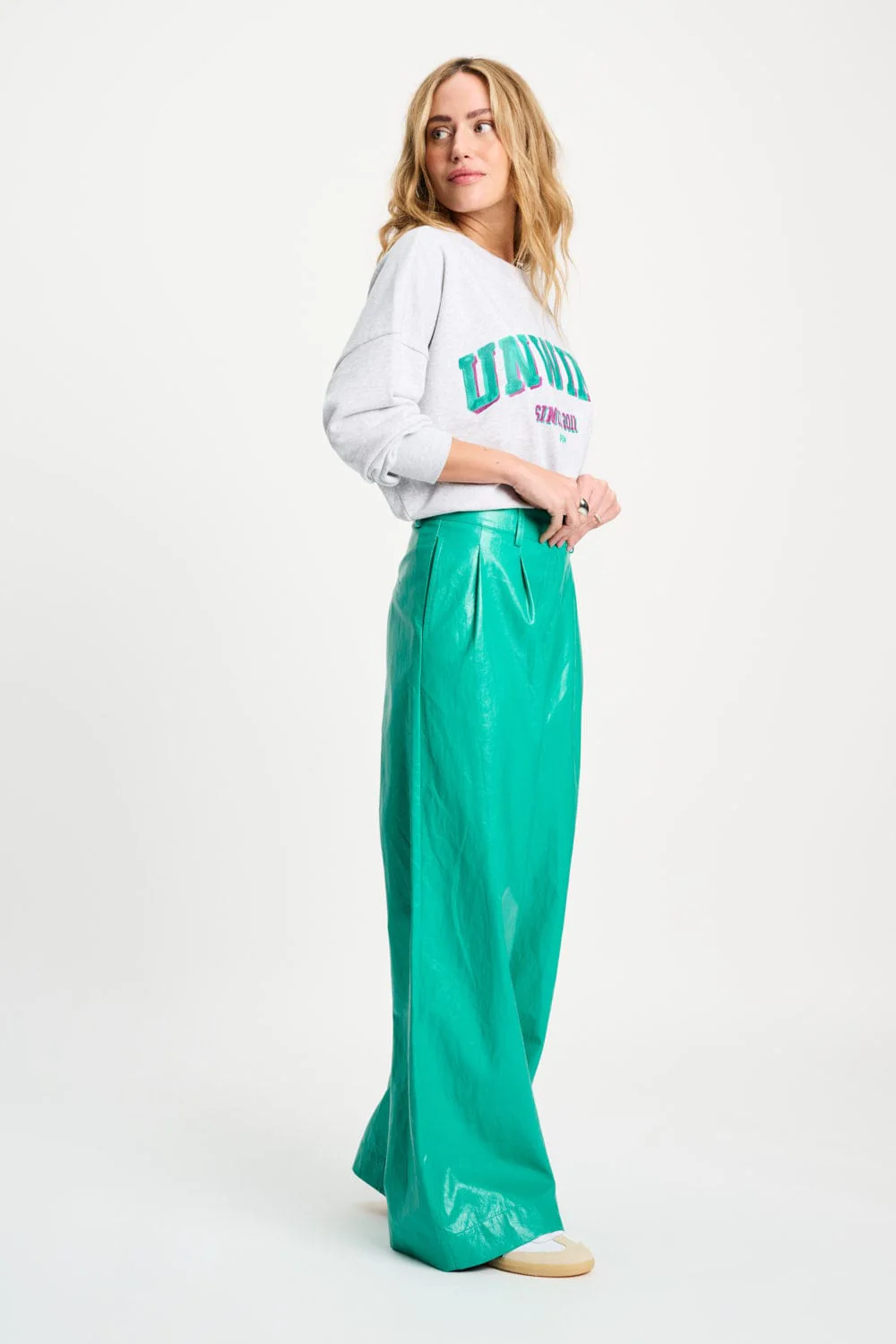 BROEK - Faux Leather Wander Green