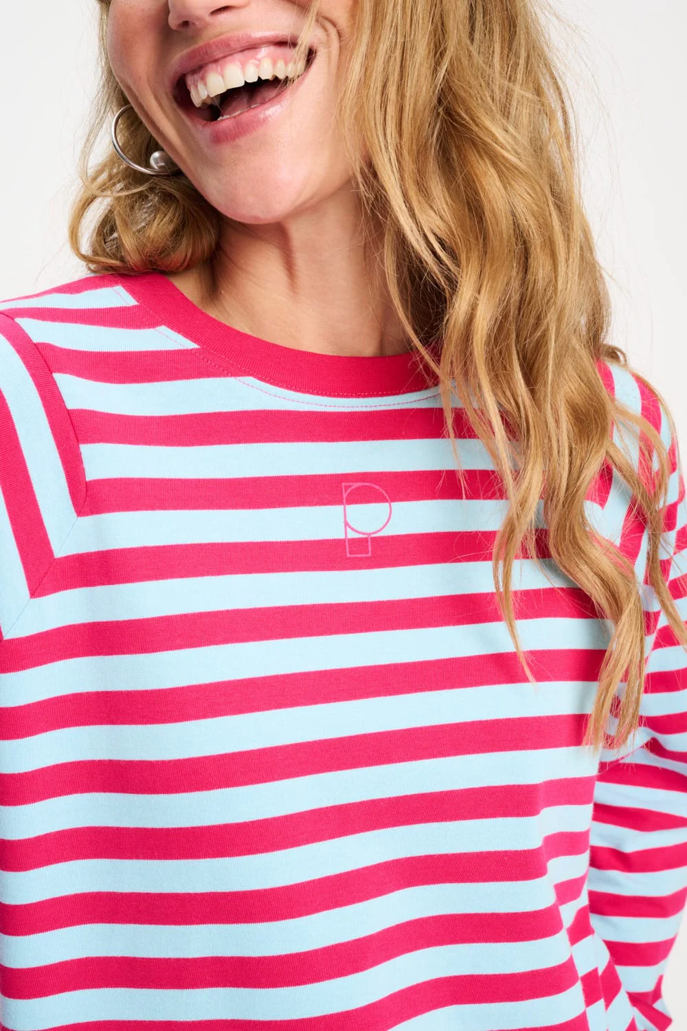 TOP - Striped Bright Rose Blue
