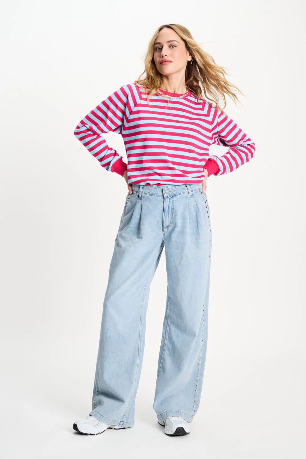 TOP - Striped Bright Rose Blue