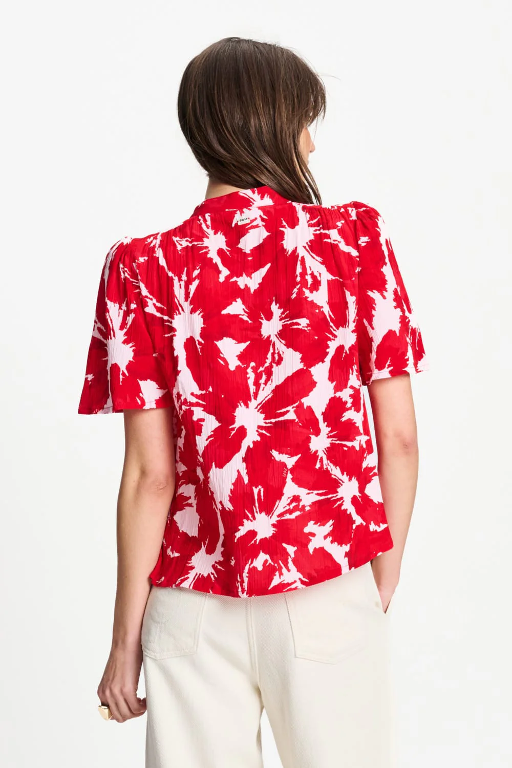 TOP - Crinkle Bubble Bloom Red