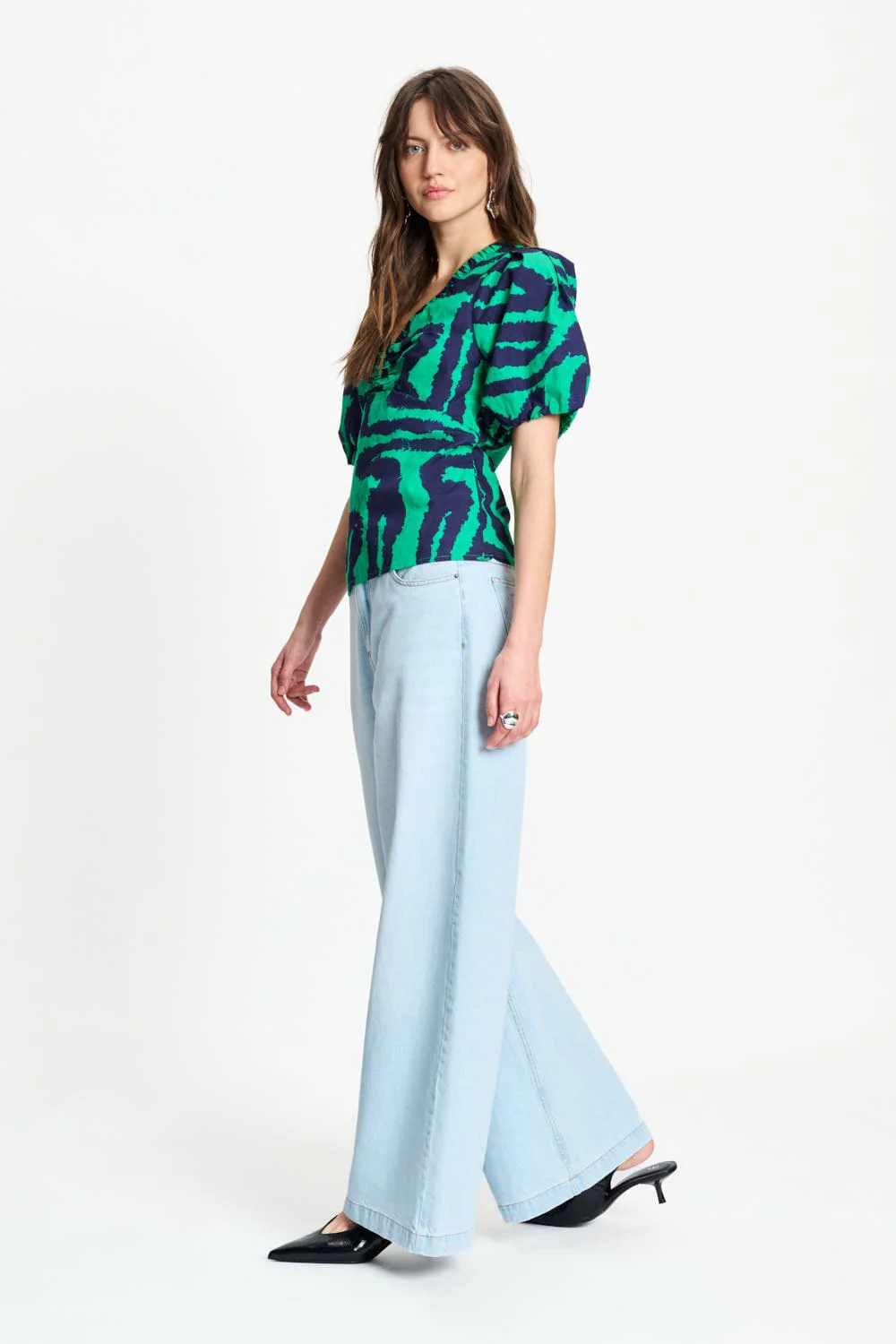 TOP - Poplin Waves Green