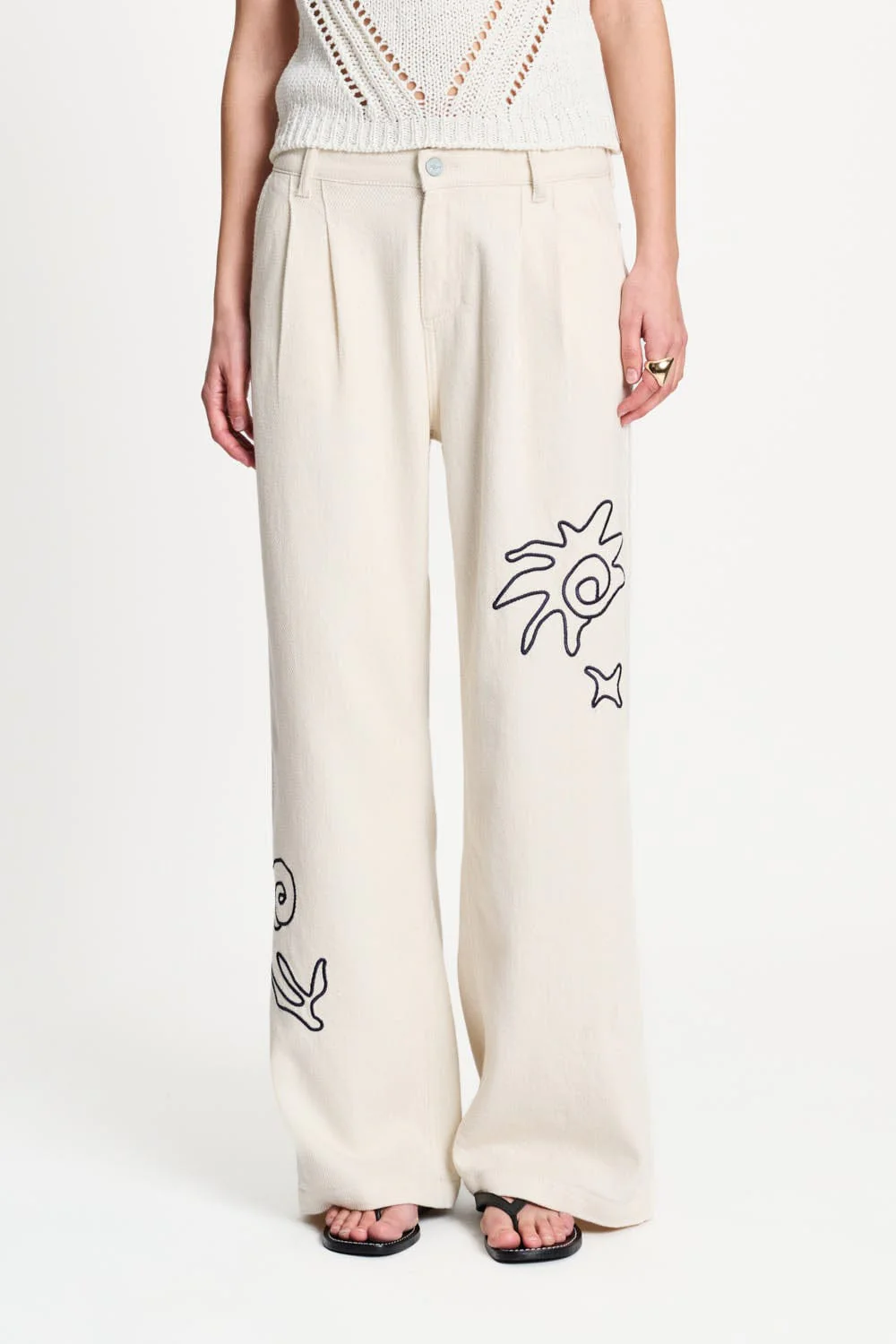 JEANS - White Embroidery