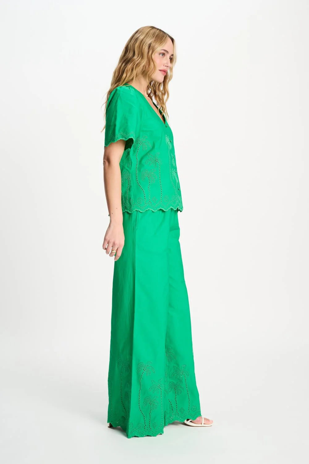 BLOUSE - Broderie Anglaise Palm Green